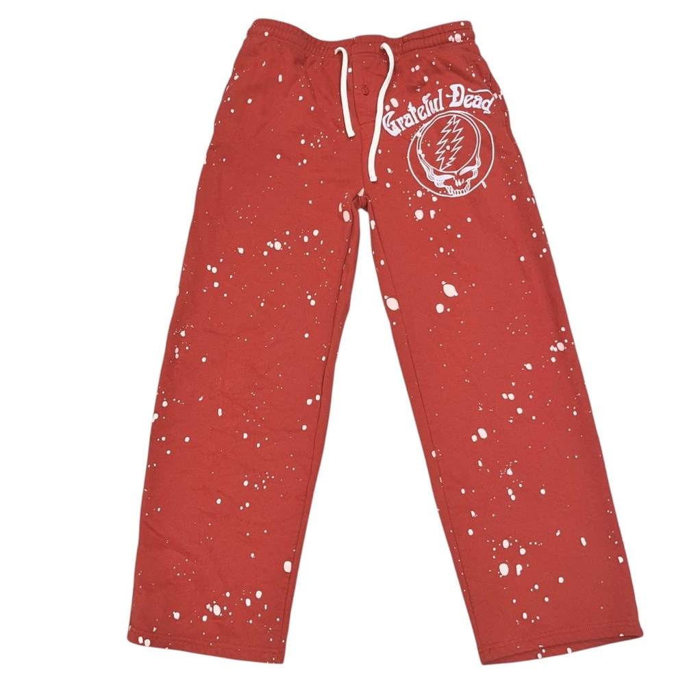 Mad Engine Burgundy Grateful Dead Splatter Paint Fleece Sweatpants size Medium